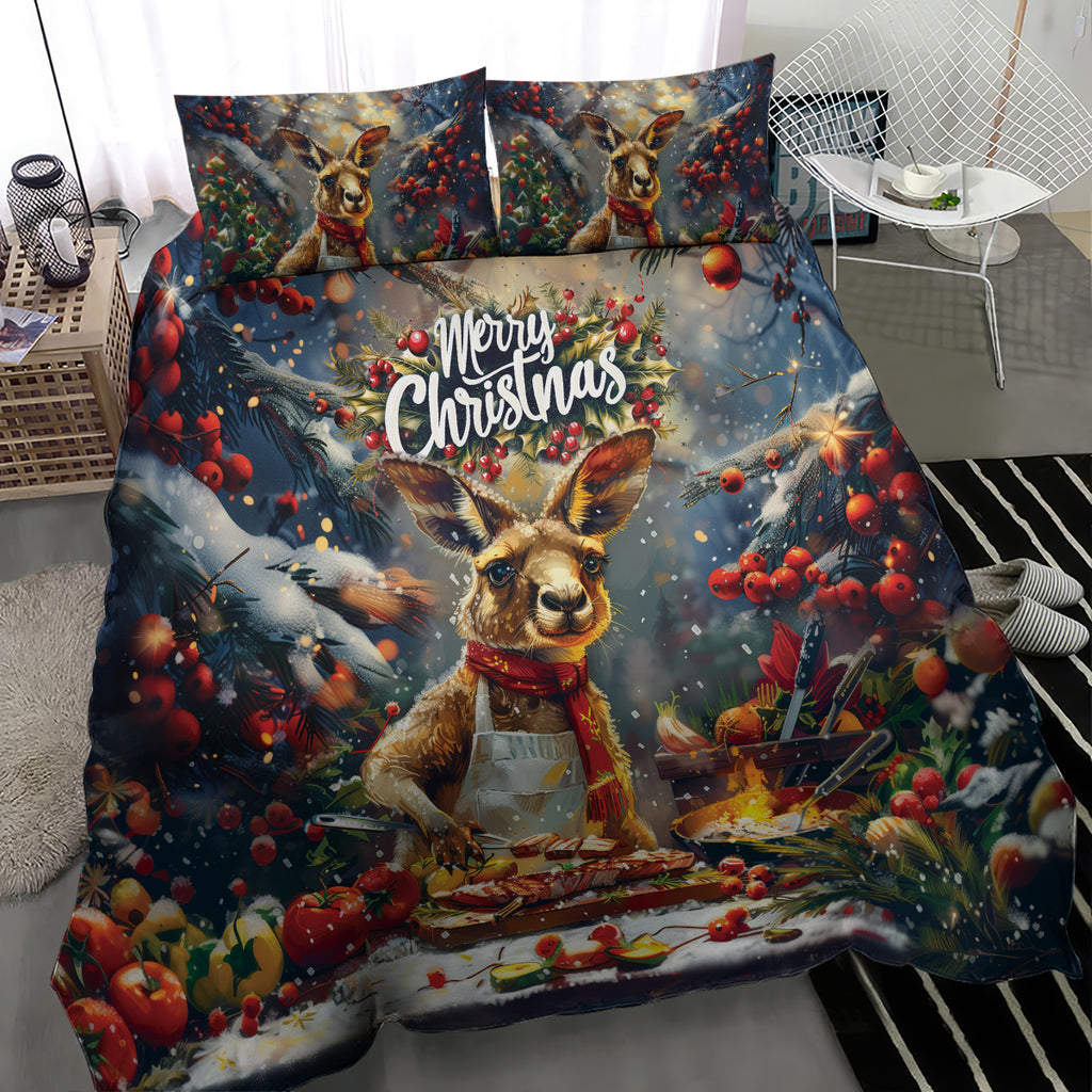 Kangaroo Chef Christmas in July Bedding Set