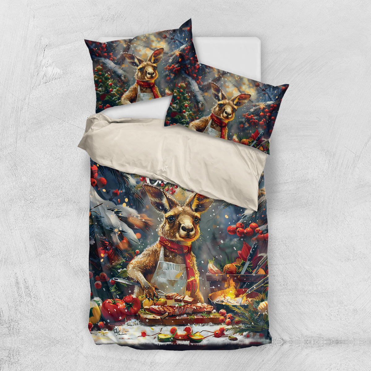 Kangaroo Chef Christmas in July Bedding Set