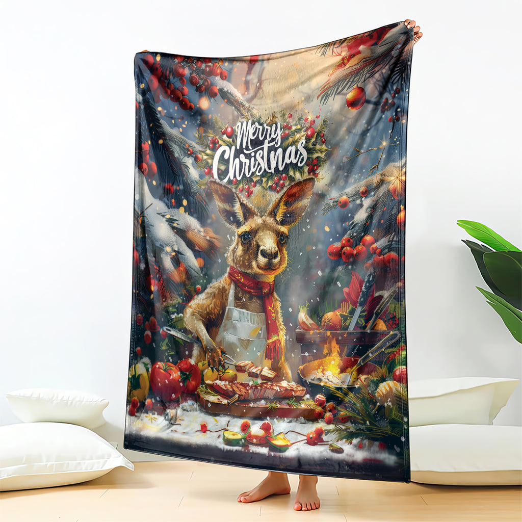 Kangaroo Chef Christmas in July Blanket