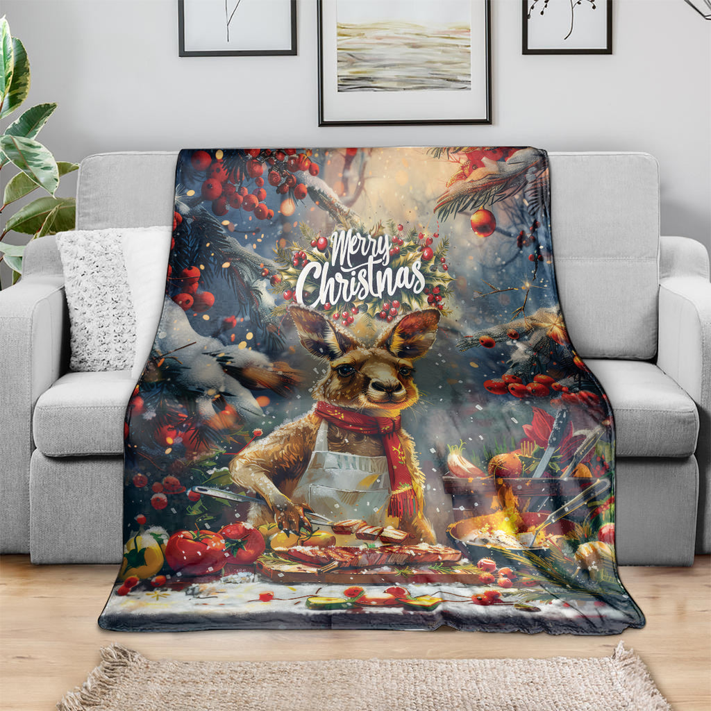 Kangaroo Chef Christmas in July Blanket