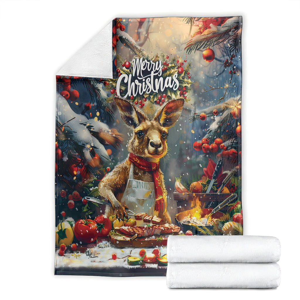 Kangaroo Chef Christmas in July Blanket