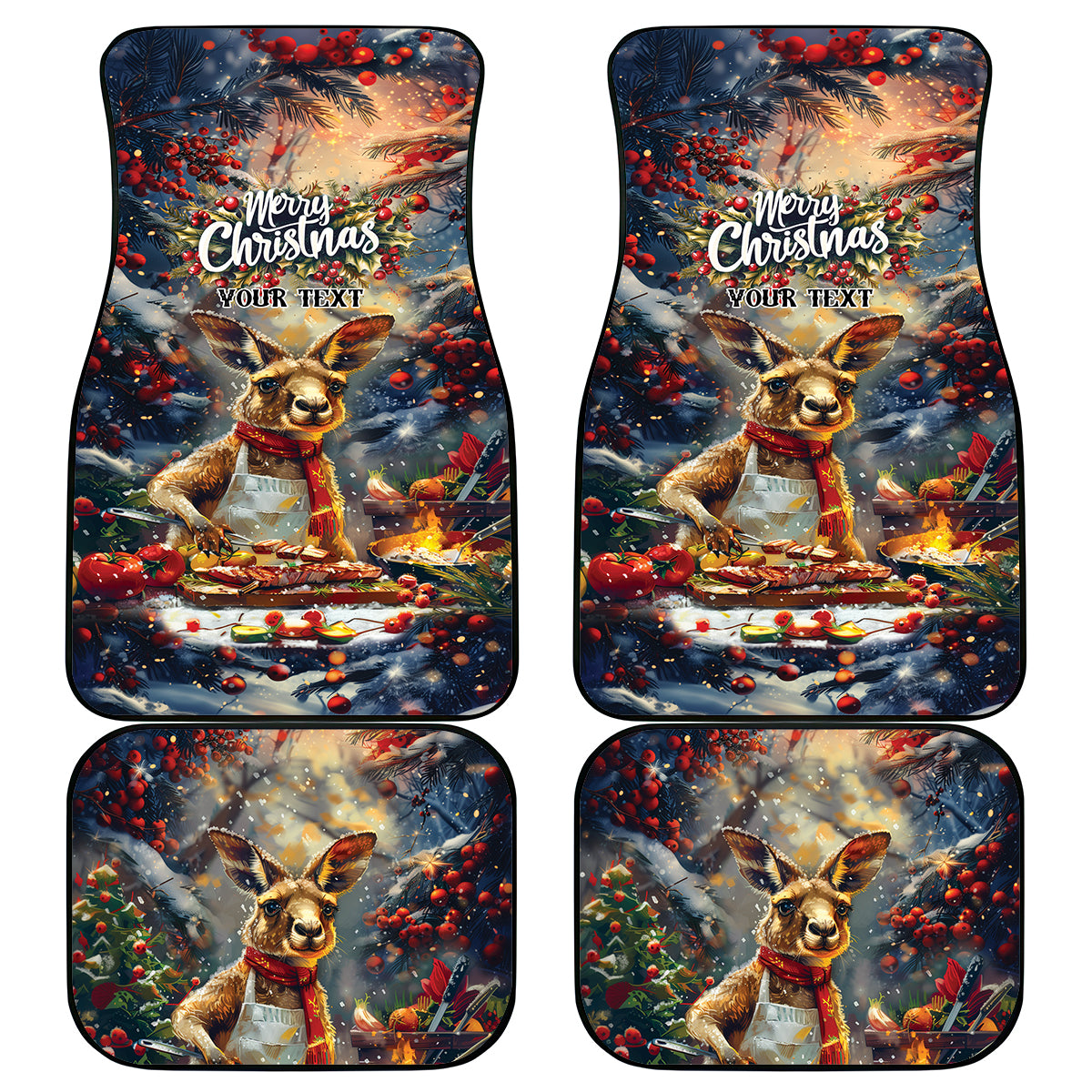 Kangaroo Chef Christmas in July Car Mats