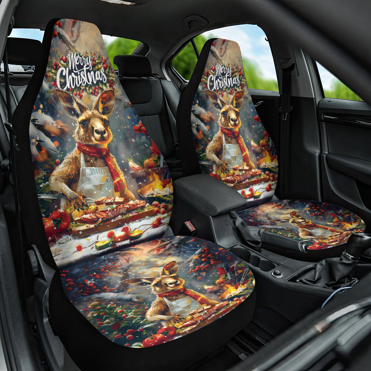 Kangaroo Chef Christmas in July Car Seat Cover