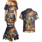 Personalised Kangaroo Chef Christmas in July Couples Matching Mermaid Dress and Hawaiian Shirt