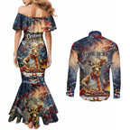 Personalised Kangaroo Chef Christmas in July Couples Matching Mermaid Dress and Long Sleeve Button Shirt
