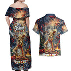 Personalised Kangaroo Chef Christmas in July Couples Matching Off Shoulder Maxi Dress and Hawaiian Shirt