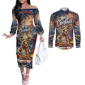 Personalised Kangaroo Chef Christmas in July Couples Matching Off The Shoulder Long Sleeve Dress and Long Sleeve Button Shirt