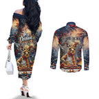 Personalised Kangaroo Chef Christmas in July Couples Matching Off The Shoulder Long Sleeve Dress and Long Sleeve Button Shirt