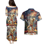 Personalised Kangaroo Chef Christmas in July Couples Matching Puletasi and Hawaiian Shirt