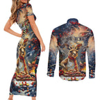 Personalised Kangaroo Chef Christmas in July Couples Matching Short Sleeve Bodycon Dress and Long Sleeve Button Shirt
