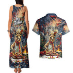 Personalised Kangaroo Chef Christmas in July Couples Matching Tank Maxi Dress and Hawaiian Shirt