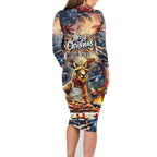 Personalised Kangaroo Chef Christmas in July Family Matching Long Sleeve Bodycon Dress and Hawaiian Shirt