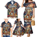 Personalised Kangaroo Chef Christmas in July Family Matching Mermaid Dress and Hawaiian Shirt