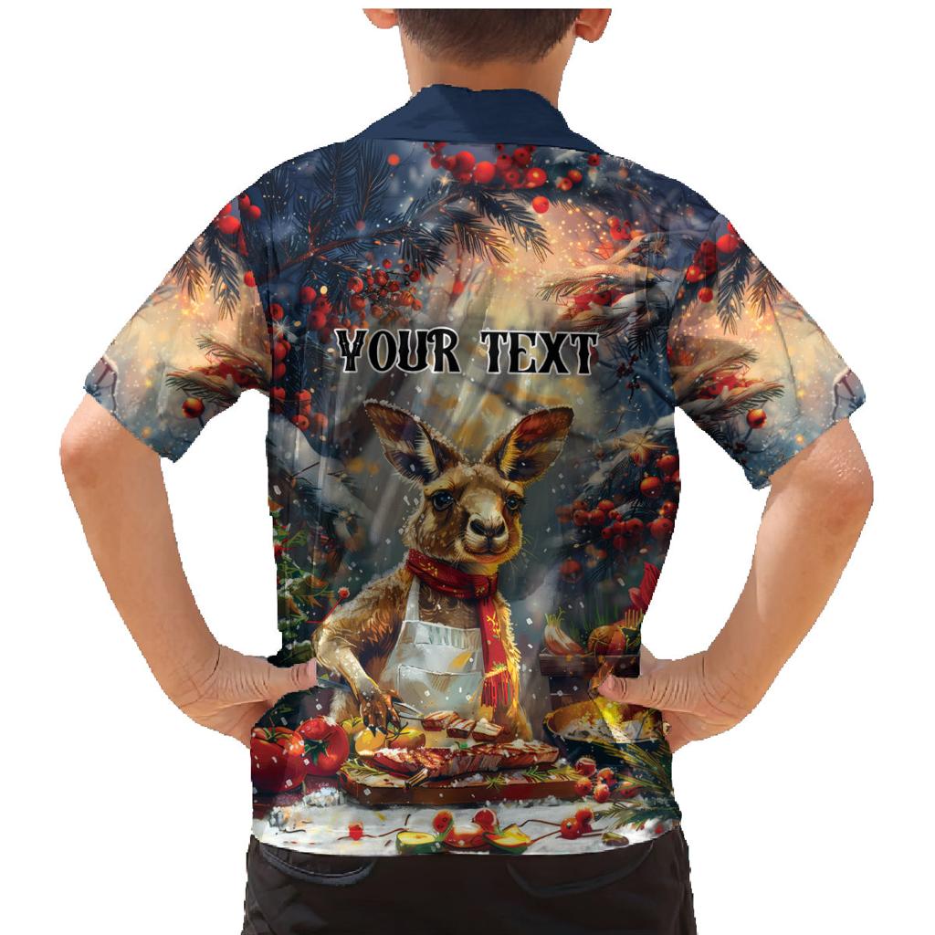 Personalised Kangaroo Chef Christmas in July Family Matching Mermaid Dress and Hawaiian Shirt