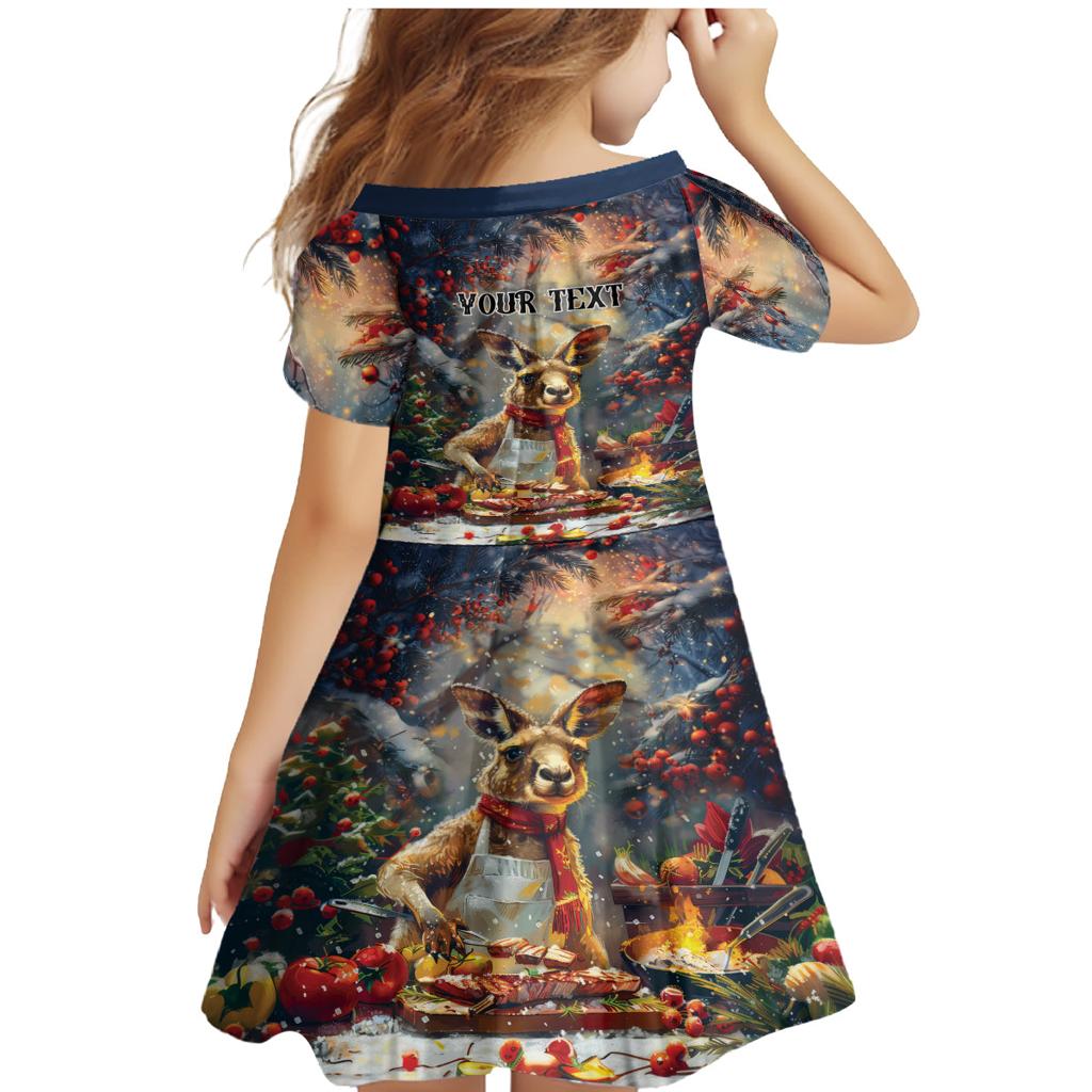 Personalised Kangaroo Chef Christmas in July Family Matching Mermaid Dress and Hawaiian Shirt