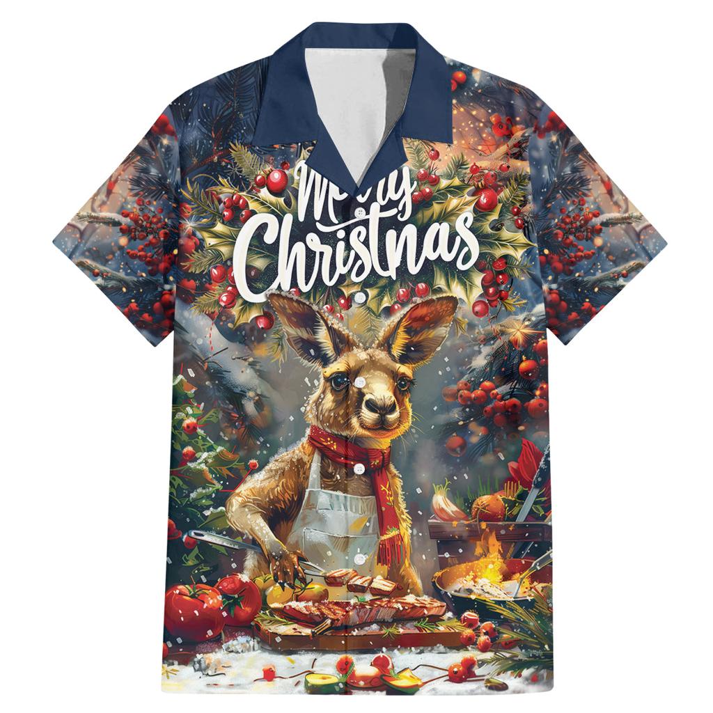 Personalised Kangaroo Chef Christmas in July Family Matching Mermaid Dress and Hawaiian Shirt