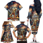 Personalised Kangaroo Chef Christmas in July Family Matching Off The Shoulder Long Sleeve Dress and Hawaiian Shirt
