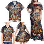 Personalised Kangaroo Chef Christmas in July Family Matching Off Shoulder Maxi Dress and Hawaiian Shirt