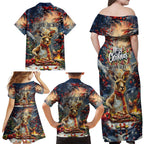 Personalised Kangaroo Chef Christmas in July Family Matching Off Shoulder Maxi Dress and Hawaiian Shirt
