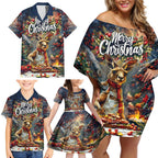 Personalised Kangaroo Chef Christmas in July Family Matching Off Shoulder Short Dress and Hawaiian Shirt