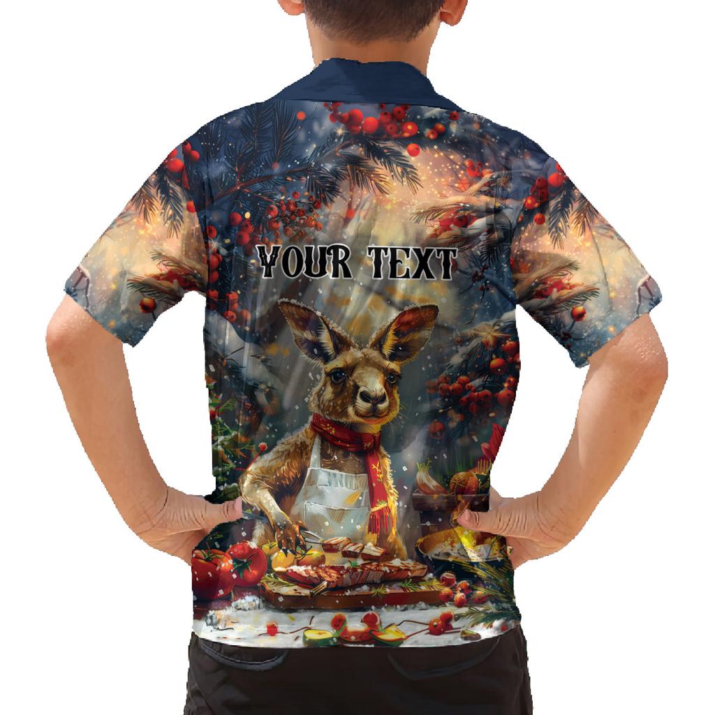 Personalised Kangaroo Chef Christmas in July Family Matching Off Shoulder Short Dress and Hawaiian Shirt