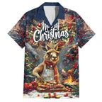 Personalised Kangaroo Chef Christmas in July Family Matching Off Shoulder Short Dress and Hawaiian Shirt