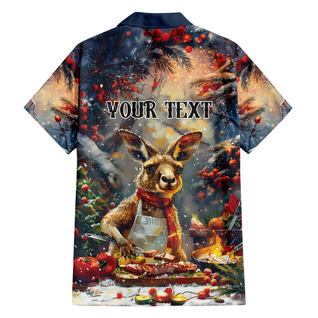 Personalised Kangaroo Chef Christmas in July Family Matching Off Shoulder Short Dress and Hawaiian Shirt