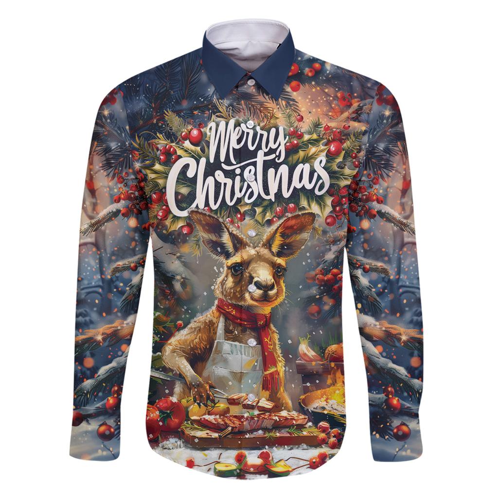 Personalised Kangaroo Chef Christmas in July Family Matching Off Shoulder Short Dress and Hawaiian Shirt