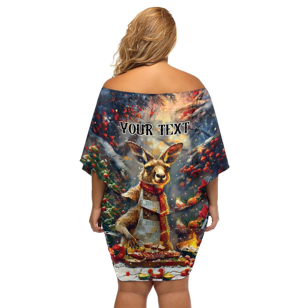 Personalised Kangaroo Chef Christmas in July Family Matching Off Shoulder Short Dress and Hawaiian Shirt