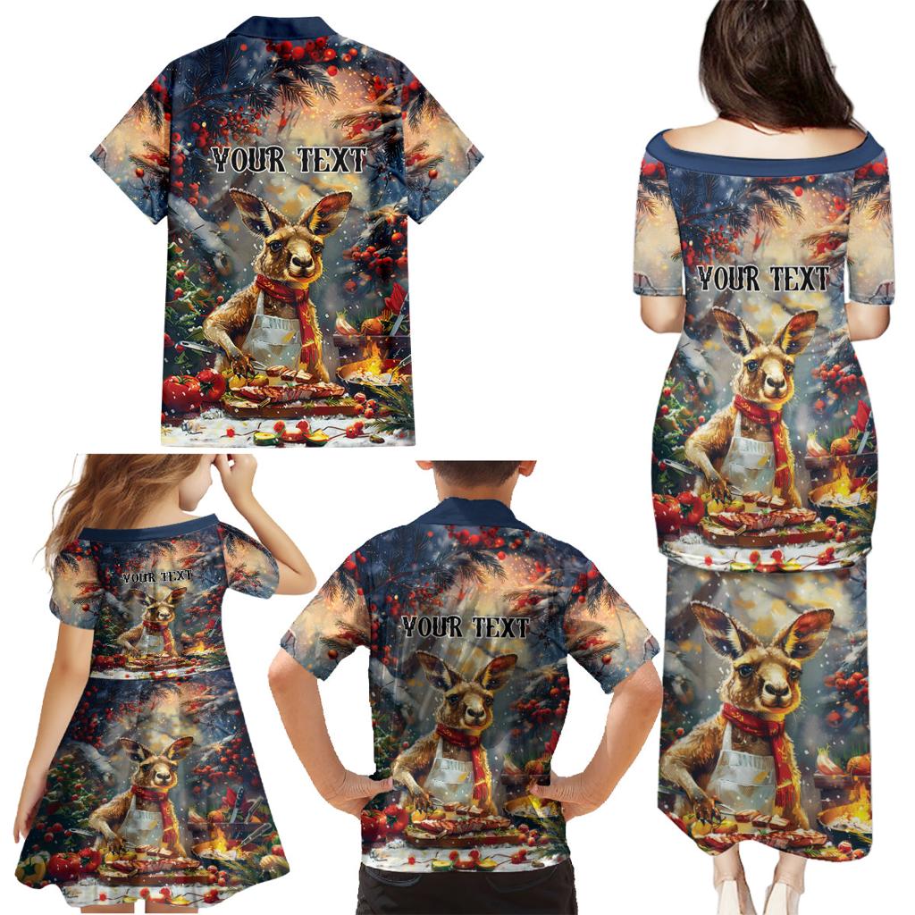 Personalised Kangaroo Chef Christmas in July Family Matching Puletasi and Hawaiian Shirt