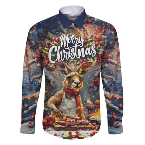 Personalised Kangaroo Chef Christmas in July Family Matching Puletasi and Hawaiian Shirt