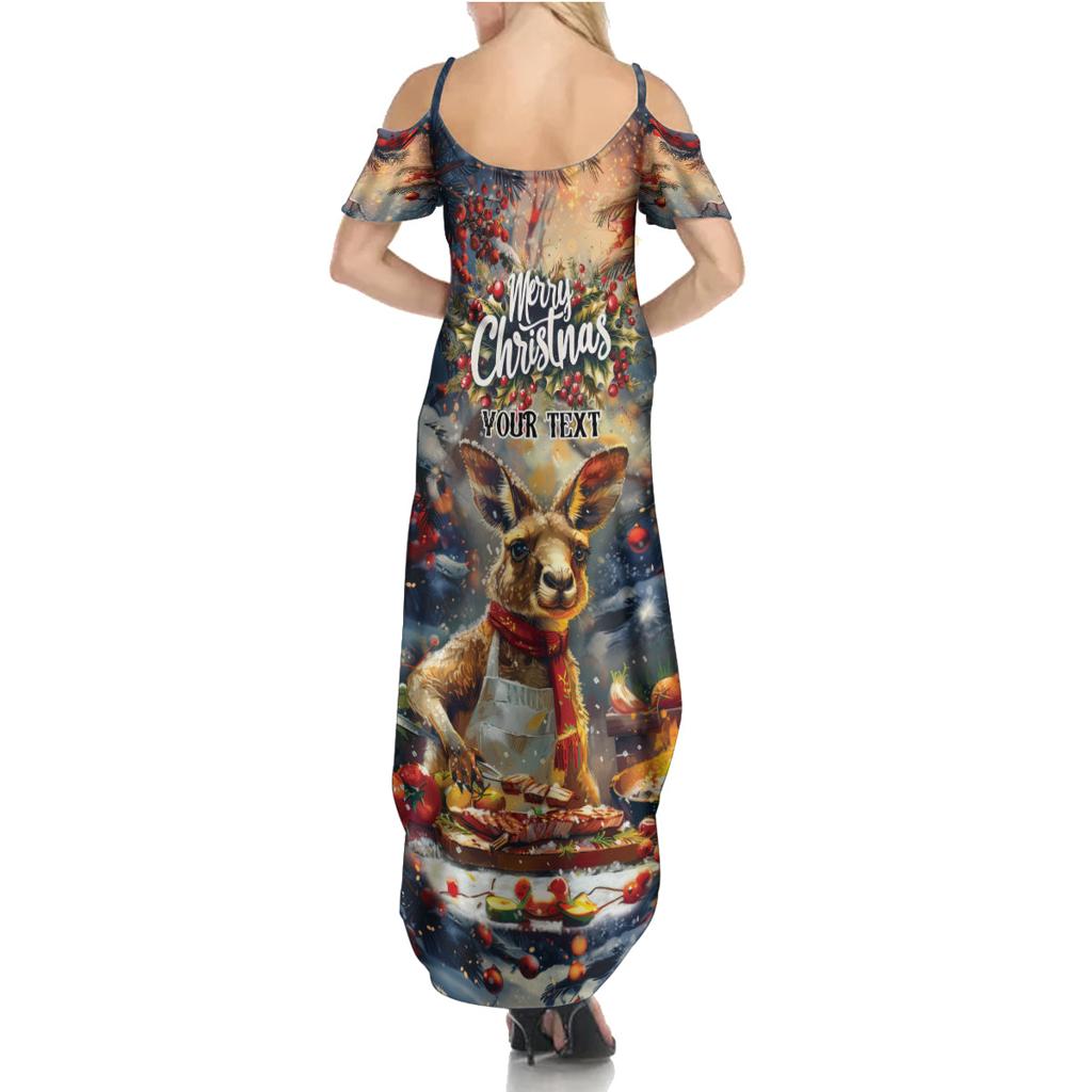 Personalised Kangaroo Chef Christmas in July Family Matching Summer Maxi Dress and Hawaiian Shirt