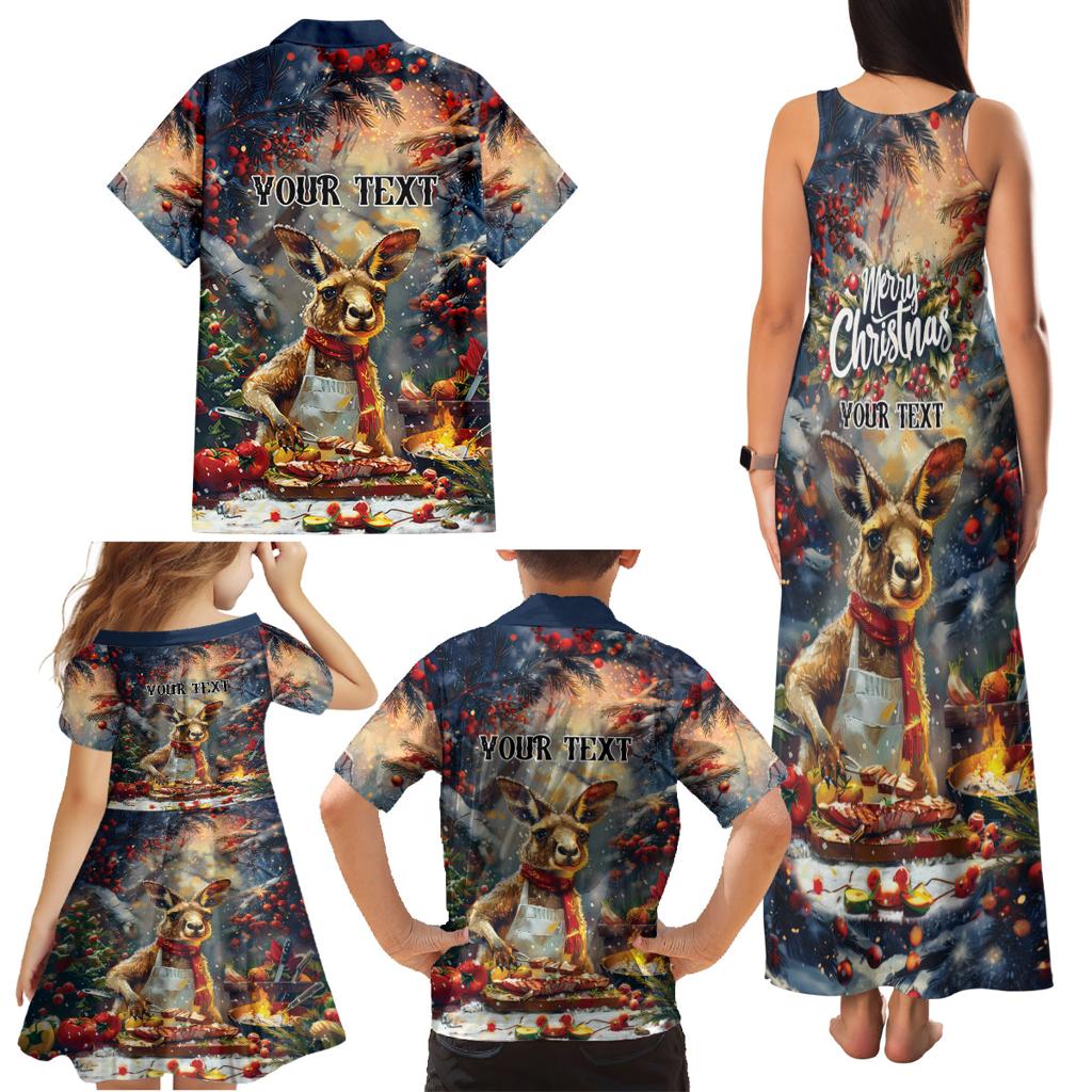 Personalised Kangaroo Chef Christmas in July Family Matching Tank Maxi Dress and Hawaiian Shirt