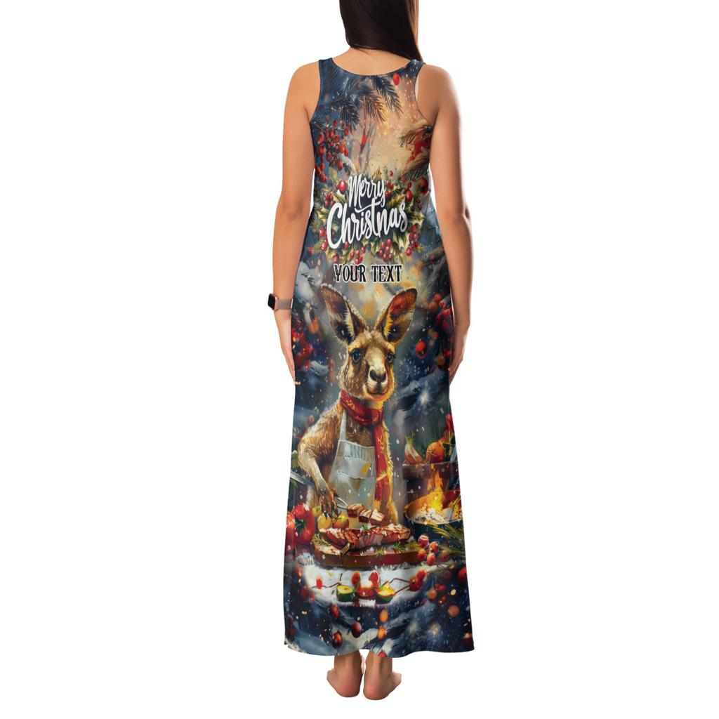 Personalised Kangaroo Chef Christmas in July Family Matching Tank Maxi Dress and Hawaiian Shirt