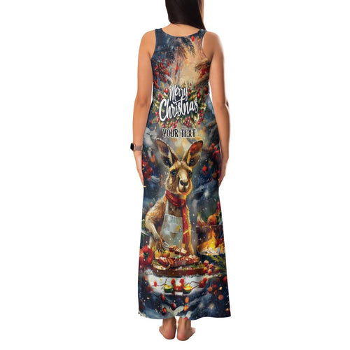 Personalised Kangaroo Chef Christmas in July Family Matching Tank Maxi Dress and Hawaiian Shirt