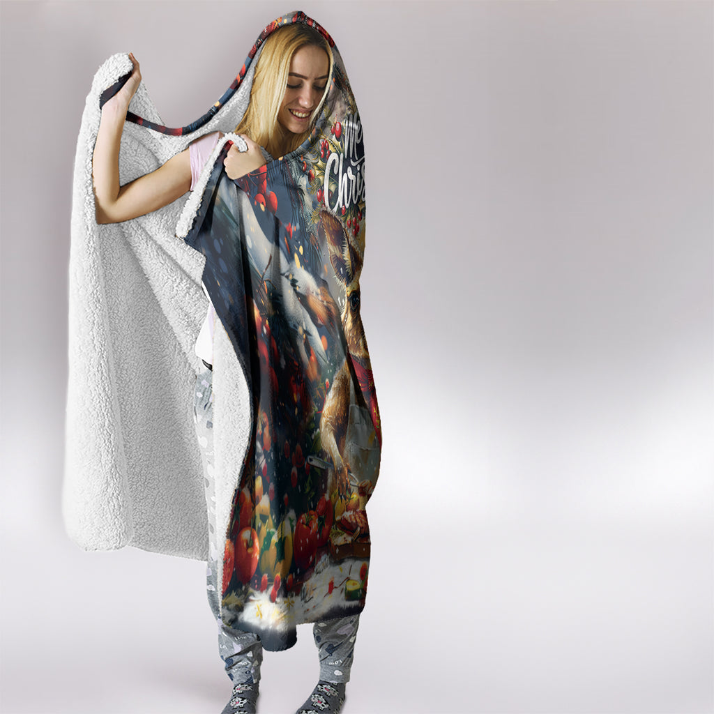 Kangaroo Chef Christmas in July Hooded Blanket