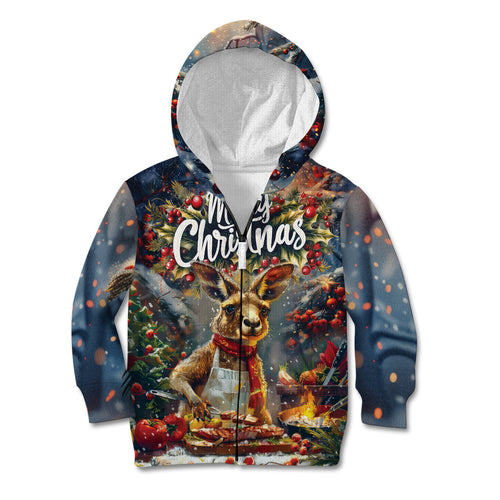 Personalised Kangaroo Chef Christmas in July Kid Hoodie