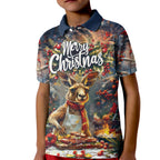 Personalised Kangaroo Chef Christmas in July Kid Polo Shirt