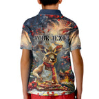Personalised Kangaroo Chef Christmas in July Kid Polo Shirt