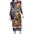 Personalised Kangaroo Chef Christmas in July Long Sleeve Bodycon Dress