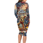 Personalised Kangaroo Chef Christmas in July Long Sleeve Bodycon Dress