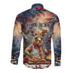 Personalised Kangaroo Chef Christmas in July Long Sleeve Button Shirt