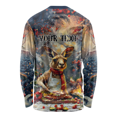 Personalised Kangaroo Chef Christmas in July Long Sleeve Shirt