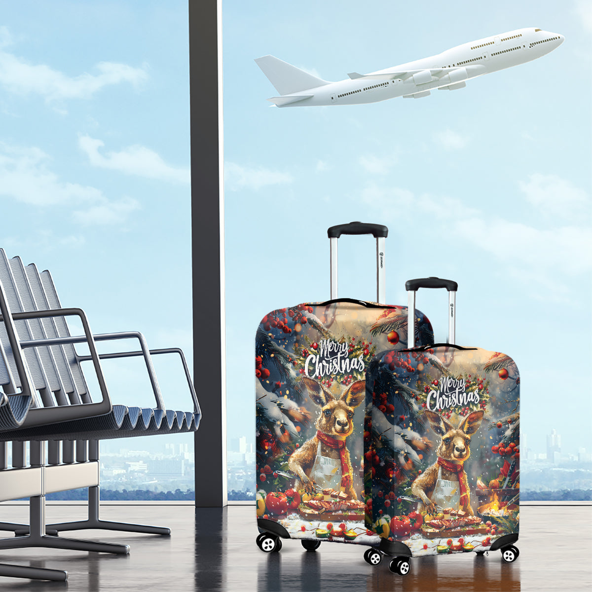 Kangaroo Chef Christmas in July Luggage Cover