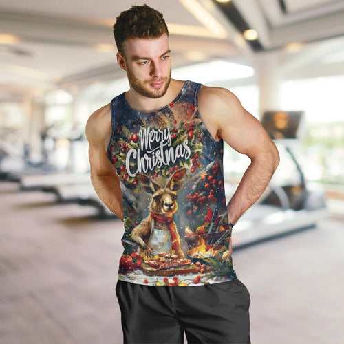 Personalised Kangaroo Chef Christmas in July Men Tank Top