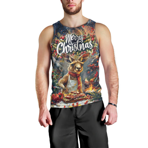 Personalised Kangaroo Chef Christmas in July Men Tank Top