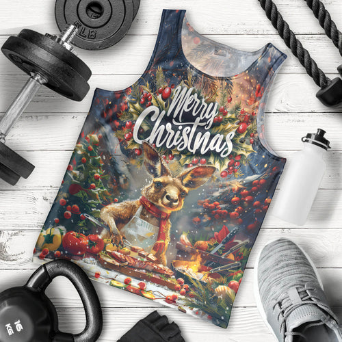 Personalised Kangaroo Chef Christmas in July Men Tank Top