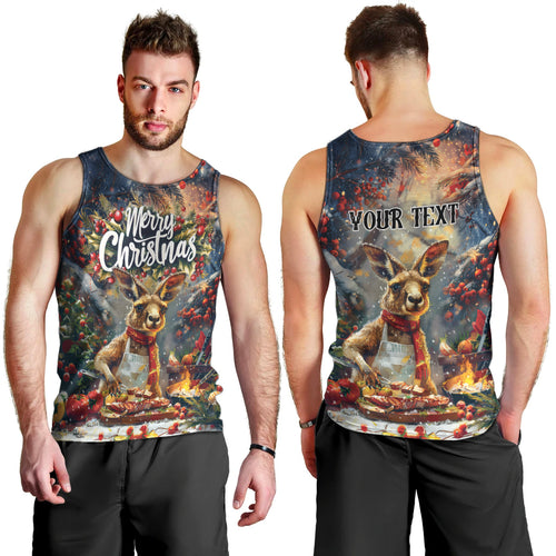 Personalised Kangaroo Chef Christmas in July Men Tank Top