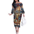 Personalised Kangaroo Chef Christmas in July Off The Shoulder Long Sleeve Dress