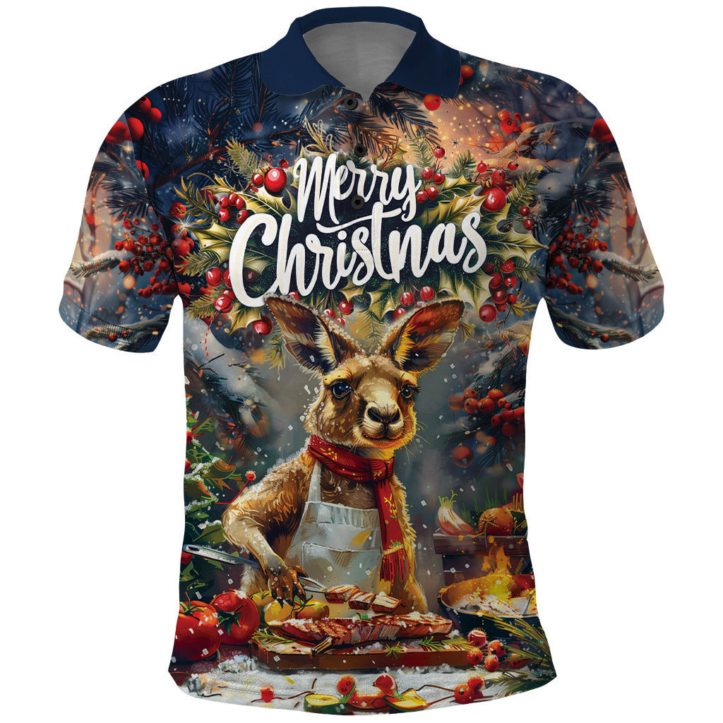 Personalised Kangaroo Chef Christmas in July Polo Shirt